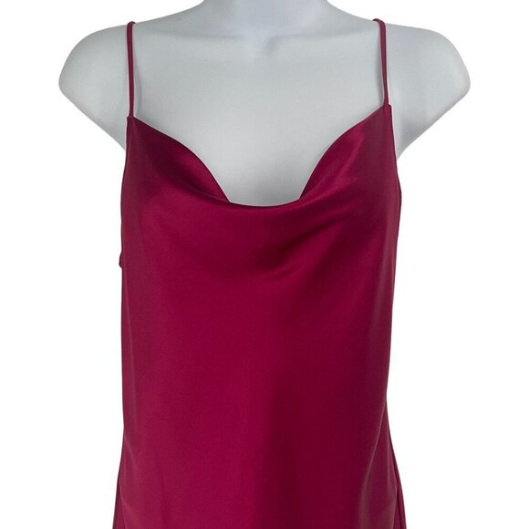 Fleur Du Mal Cowl Neck Sleeveless 100% Silk Slit Midi Dress Bordeaux Small - Picture 7 of 12